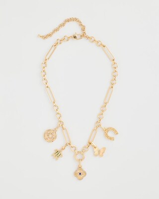 Link Charm Golden Necklace click to view larger image.