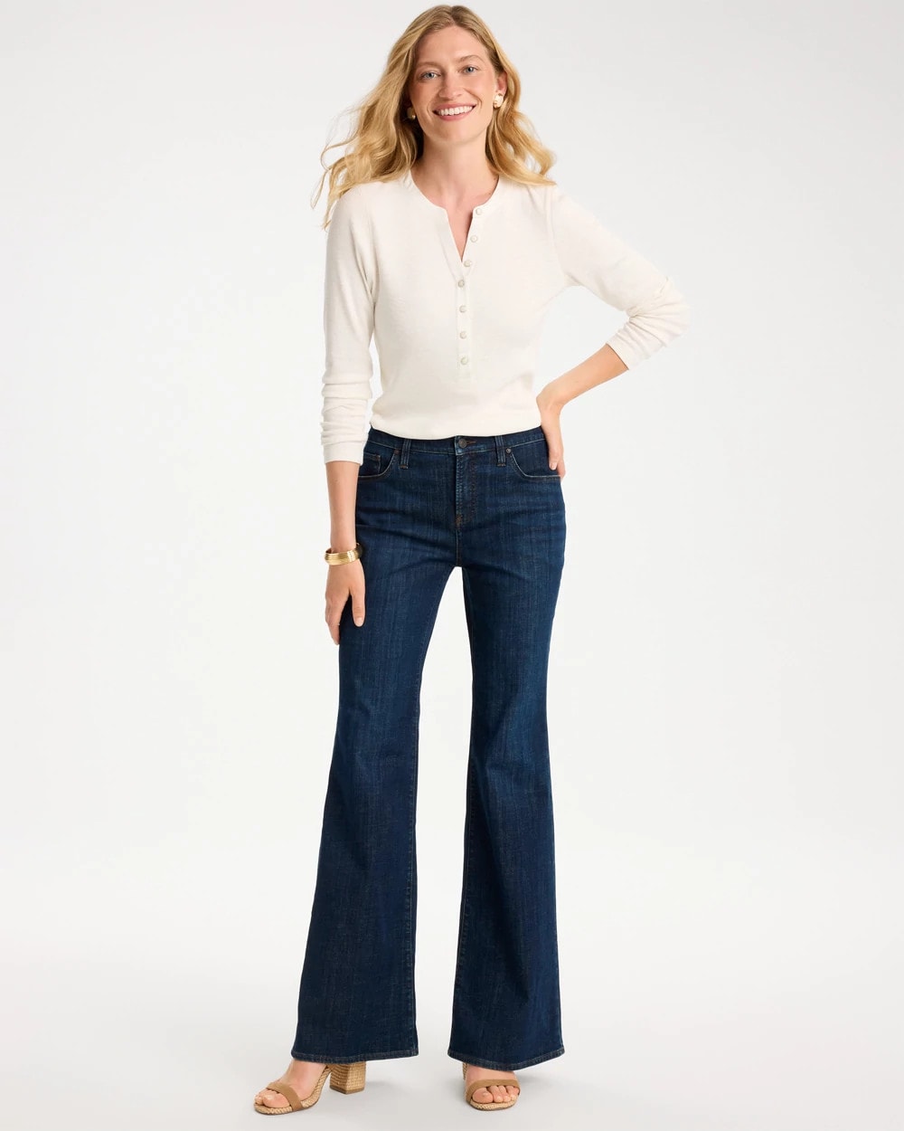 Women's Petite Girlfriend Flare Jeans in Dark Sapphire Indigo | Chico's