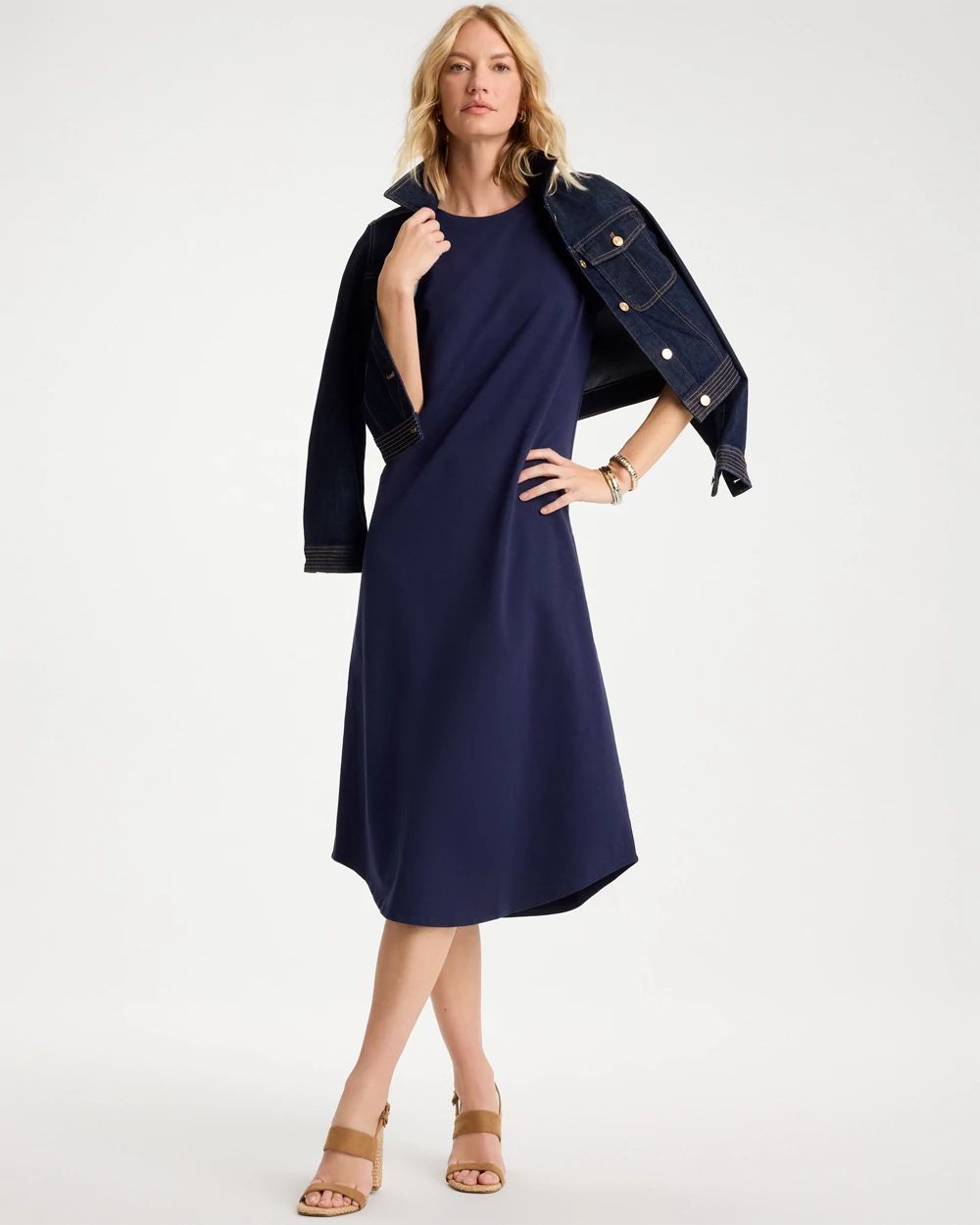 Soft-Stretch Cotton Slub Dress click to view larger image.