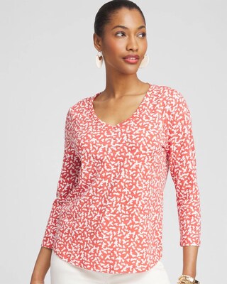 Dots V-neck 3/4 Sleeve Tee