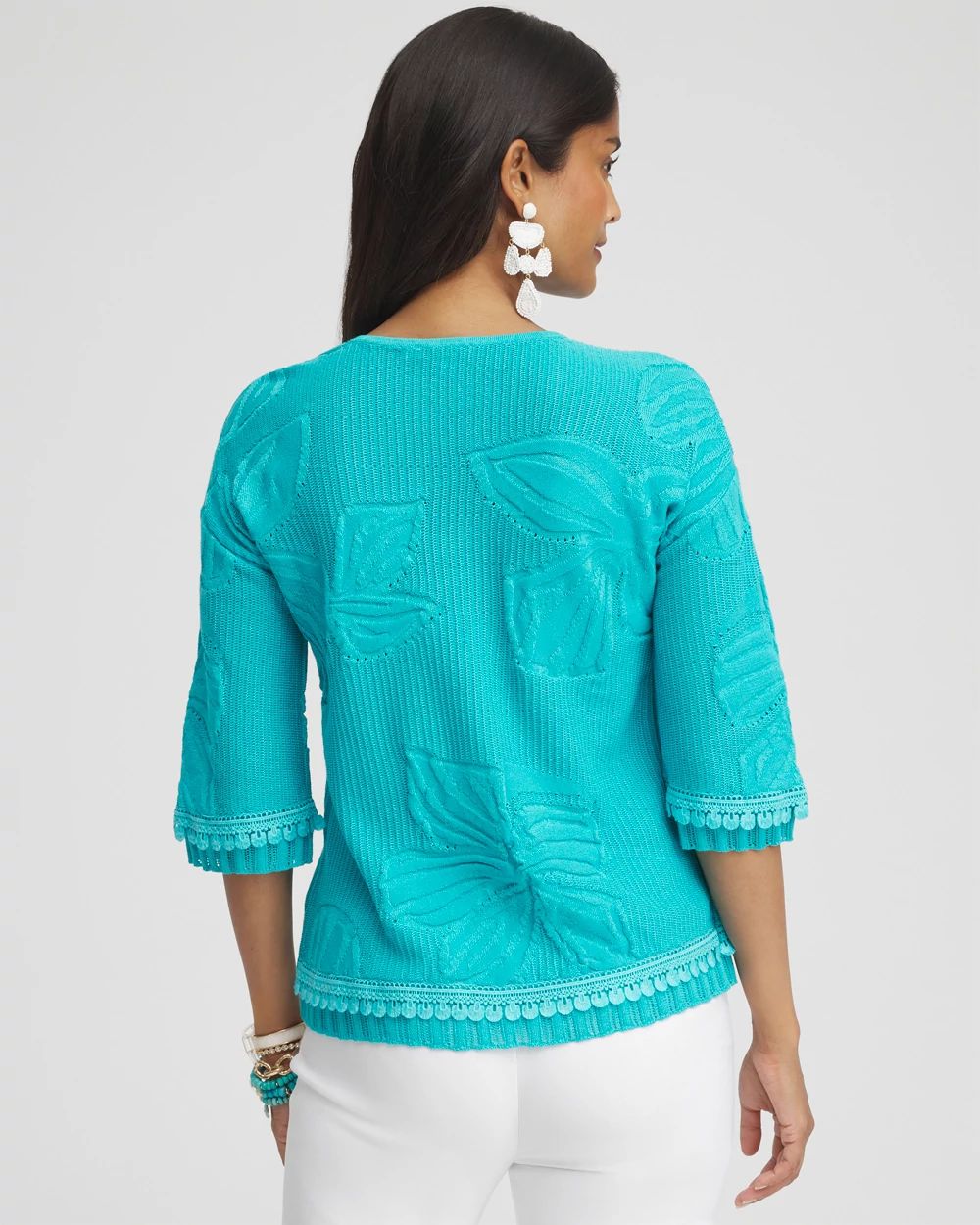 Embossed Pointelle Lace Pullover click to view larger image.