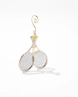 Gold Tone Tennis Racket Ornament