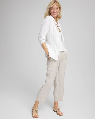 Linen Pull On Waist Cropped Pants click to view larger image.