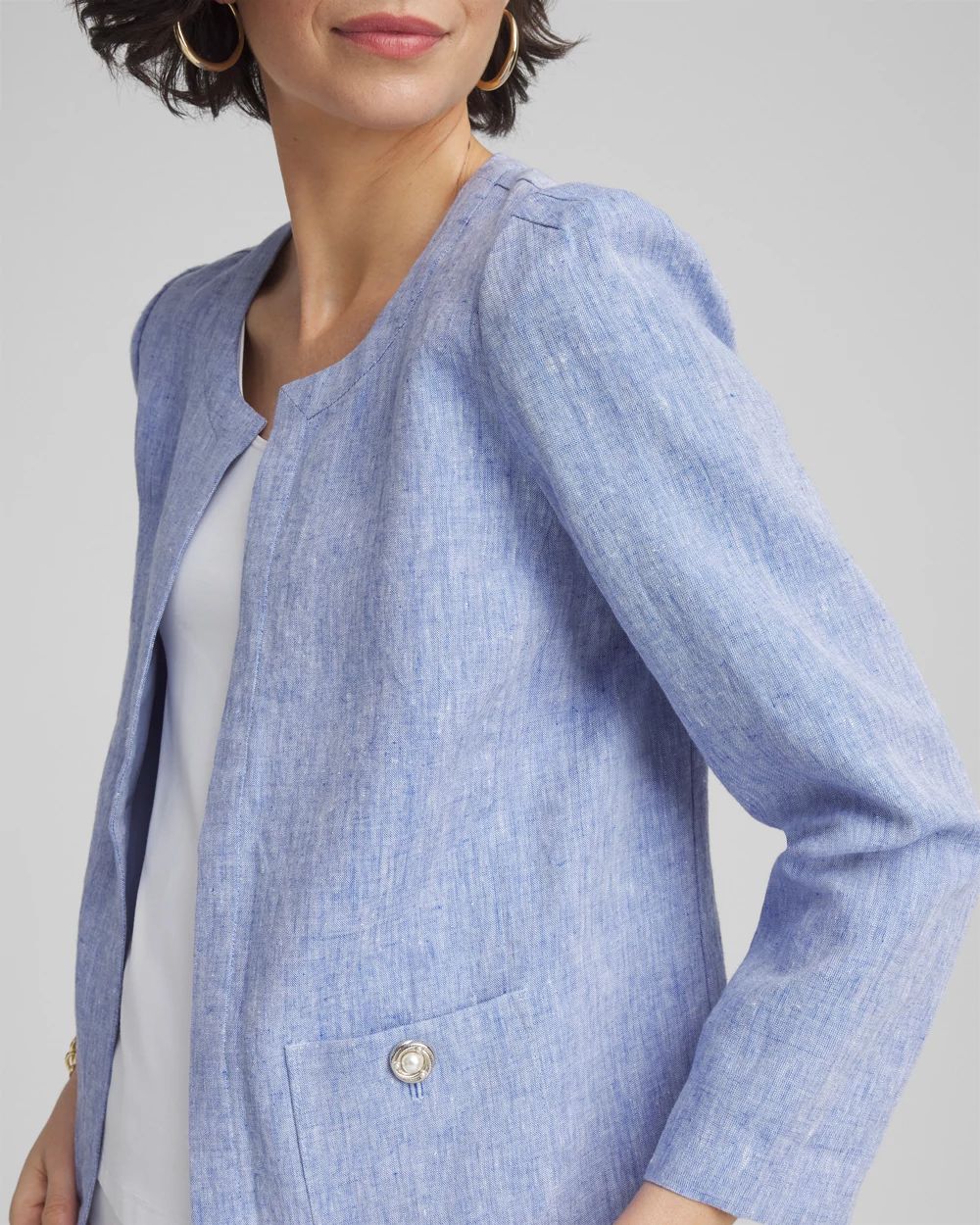 Collarless Linen Blazer