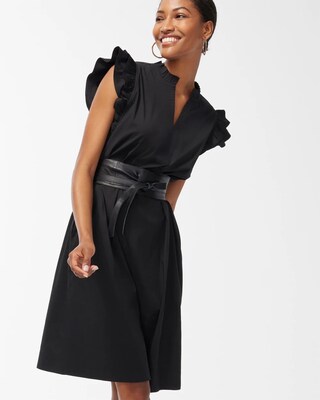 Poplin Double Flutter Sleeve Dress
