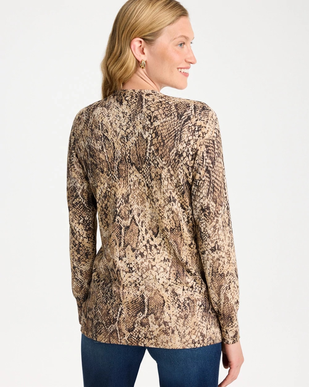 Ella Long-Sleeve Reptile Cardigan