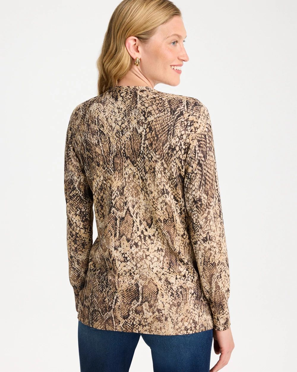 Ella Long-Sleeve Reptile Cardigan click to view larger image.