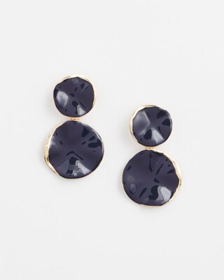 Navy Round Drop Earrings