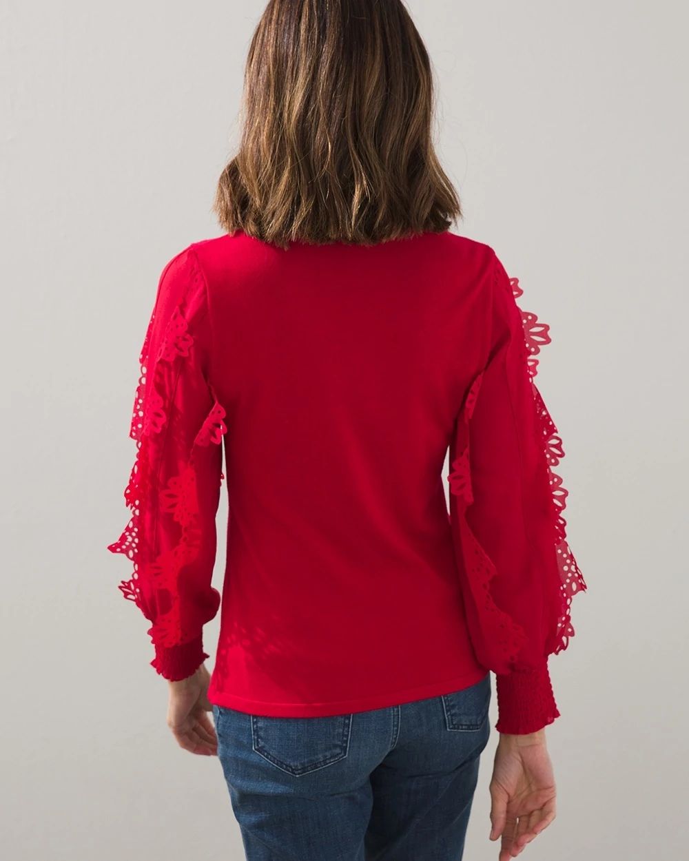 Laser Cut Applique Sleeve Sweater