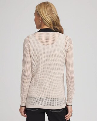 Pointelle Polo Cardigan click to view larger image.
