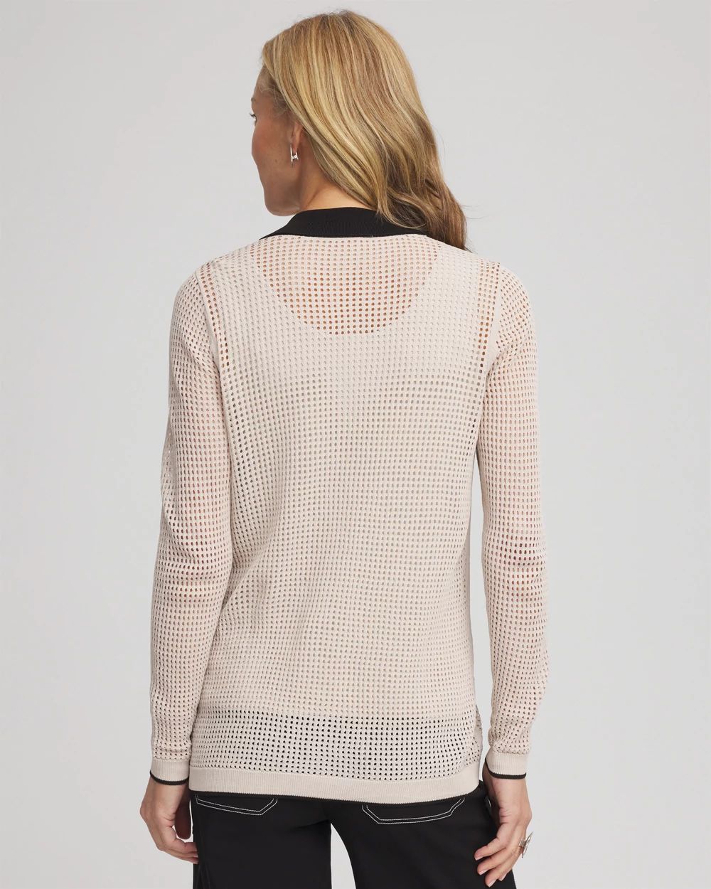 Pointelle Polo Cardigan