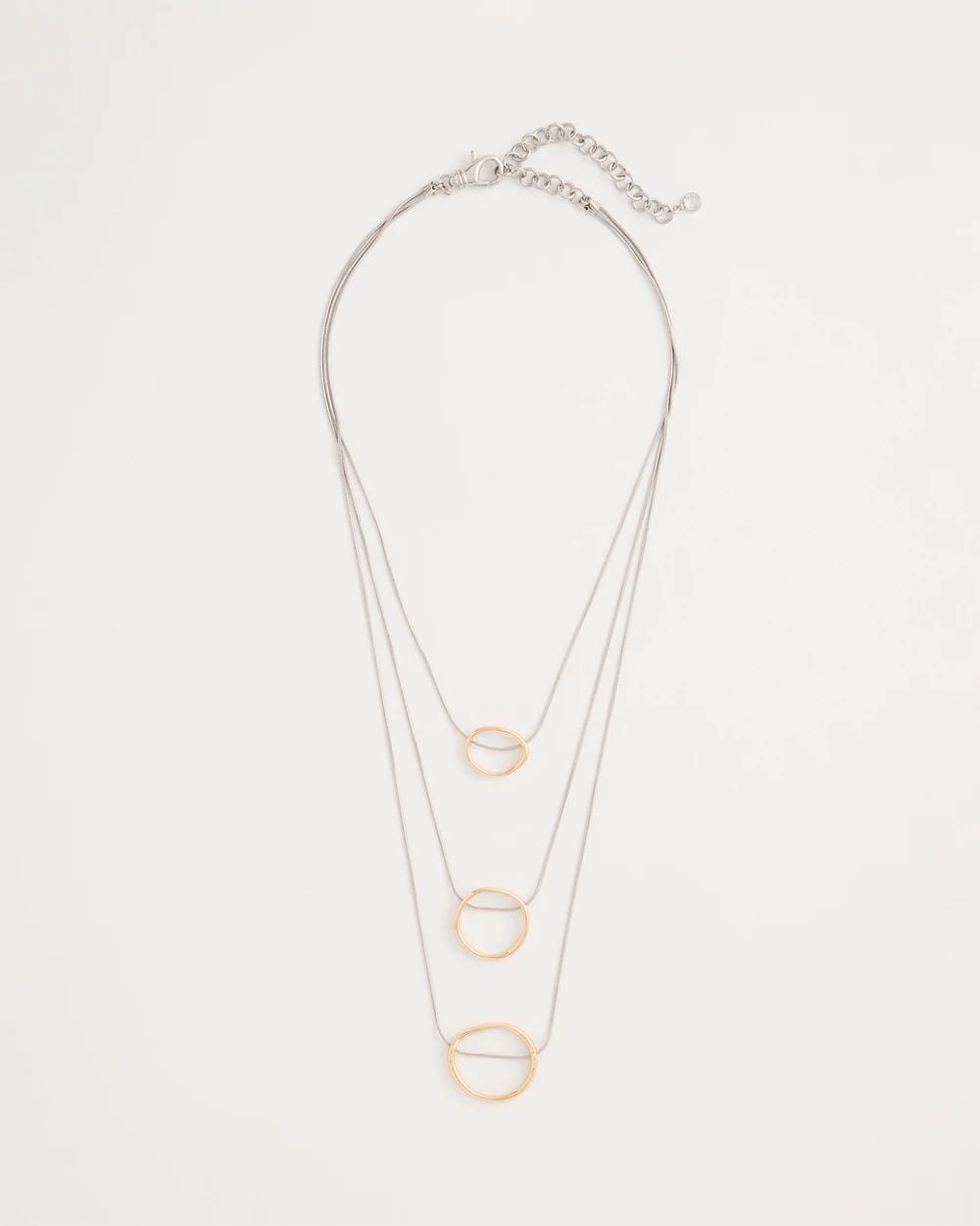 Mixed Metal Triple Circle Pendant Necklace