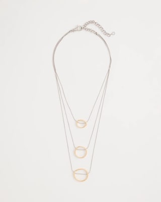 Mixed Metal Triple Circle Pendant Necklace