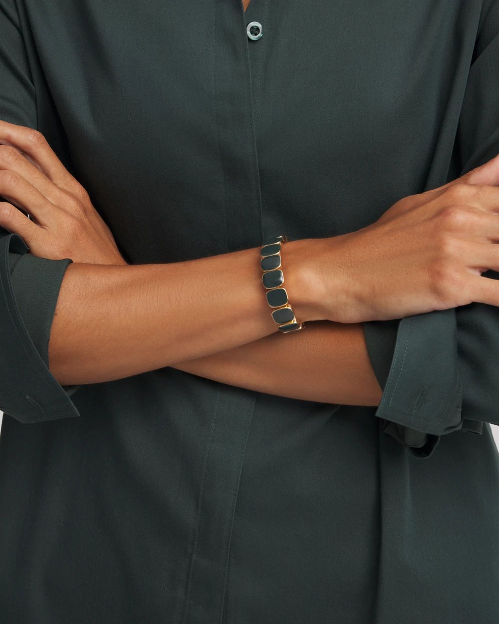 Resin Goldtone Square Stretch Bracelet
