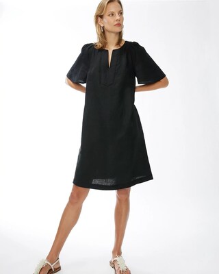 Linen Flutter Sleeve Dress