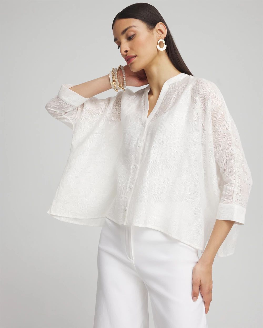 Black Label™ Button Up Cape Hem Top