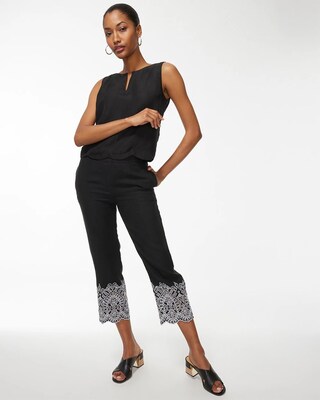Linen Embroidered Crops