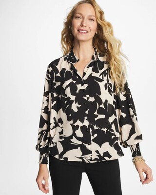Crepe Mockneck Blouse