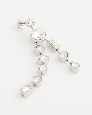 Bezel Set Linear Silvertone Earrings