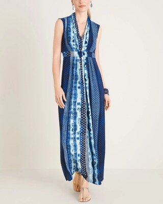 Geometric Tie-Dye Print Maxi Dress