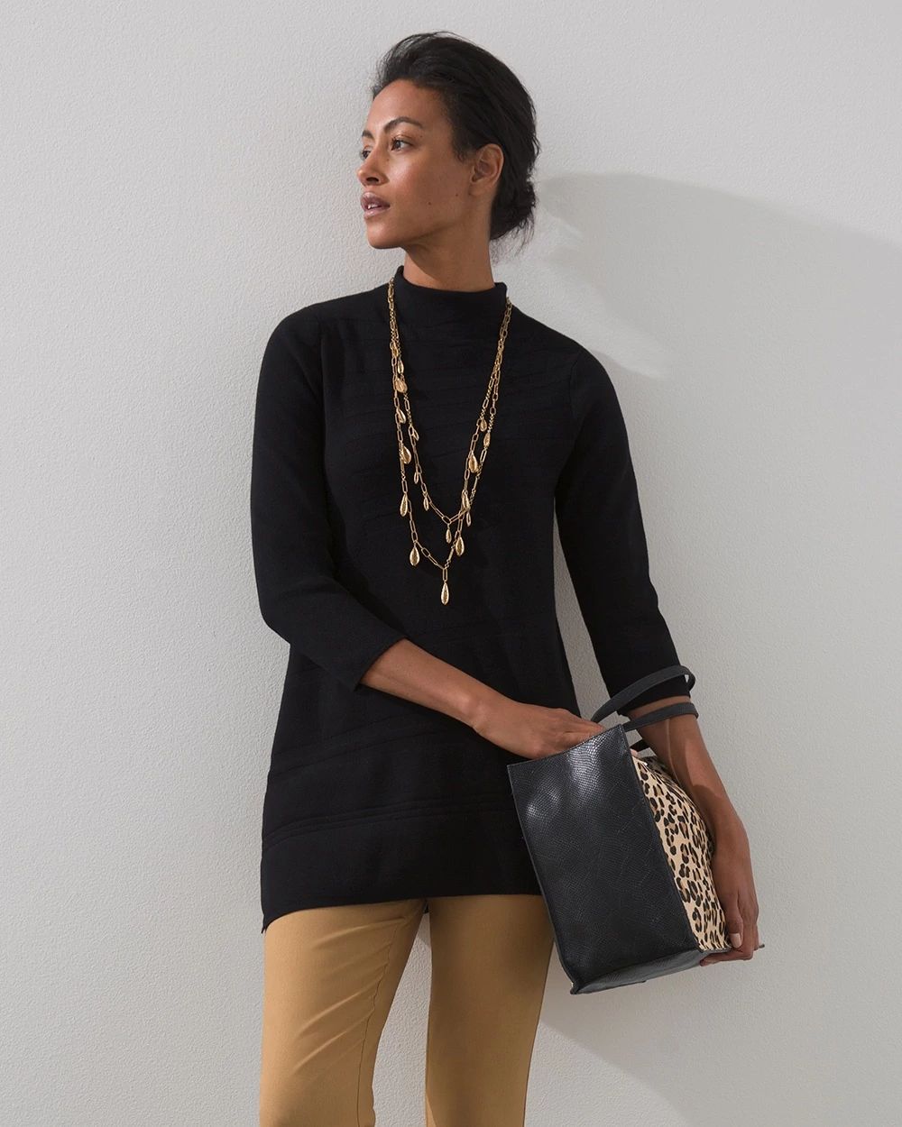 Mock Neck Tunic Sweater