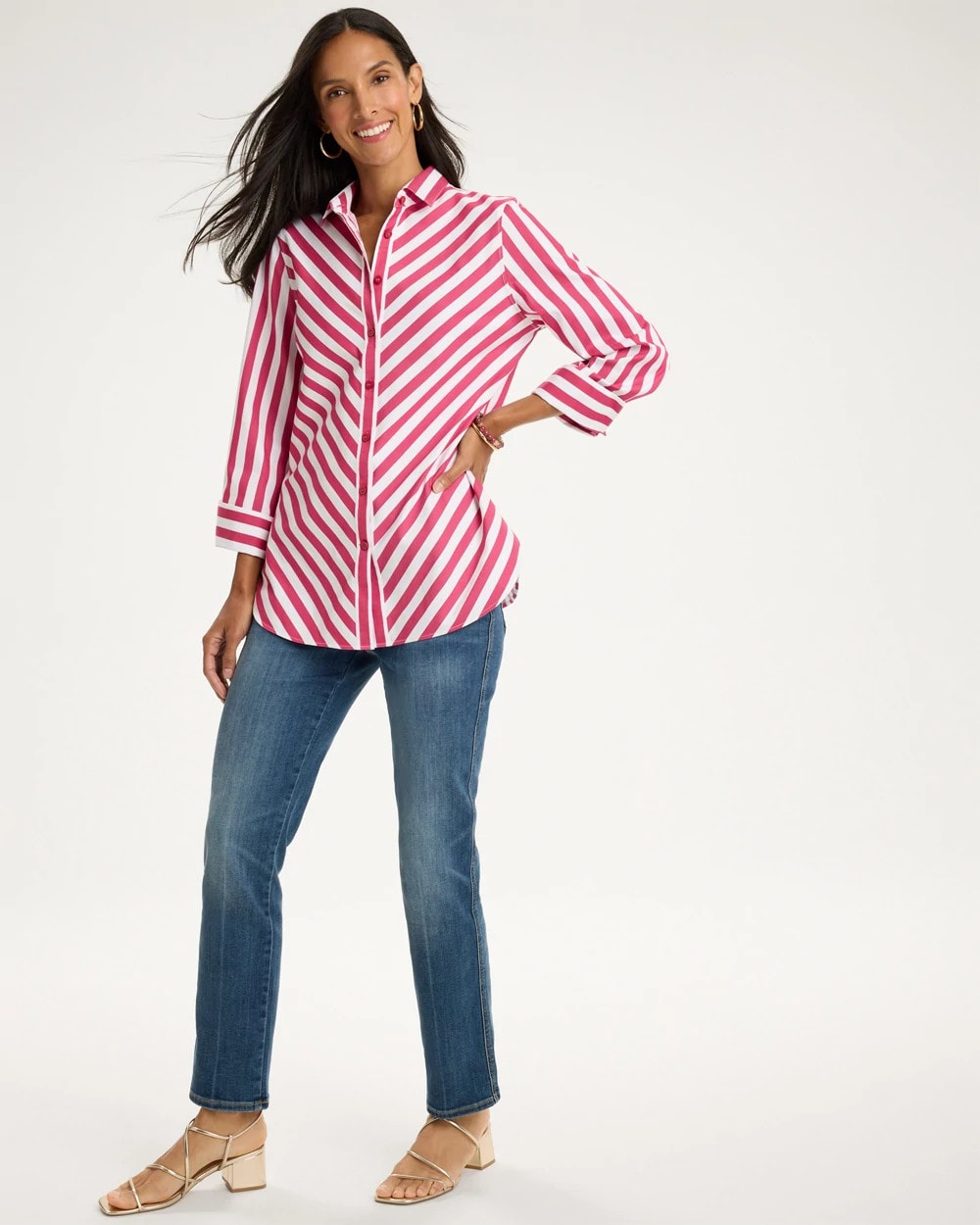 No Iron™ Stretch Slimming Striped Shirt