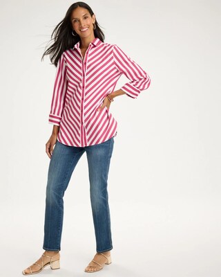 No Iron™ Stretch Slimming Striped Shirt click to view larger image.