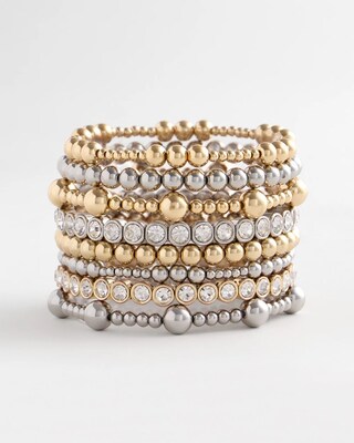 Gold-tone Medium Bead Stretch Bracelet click to view larger image.