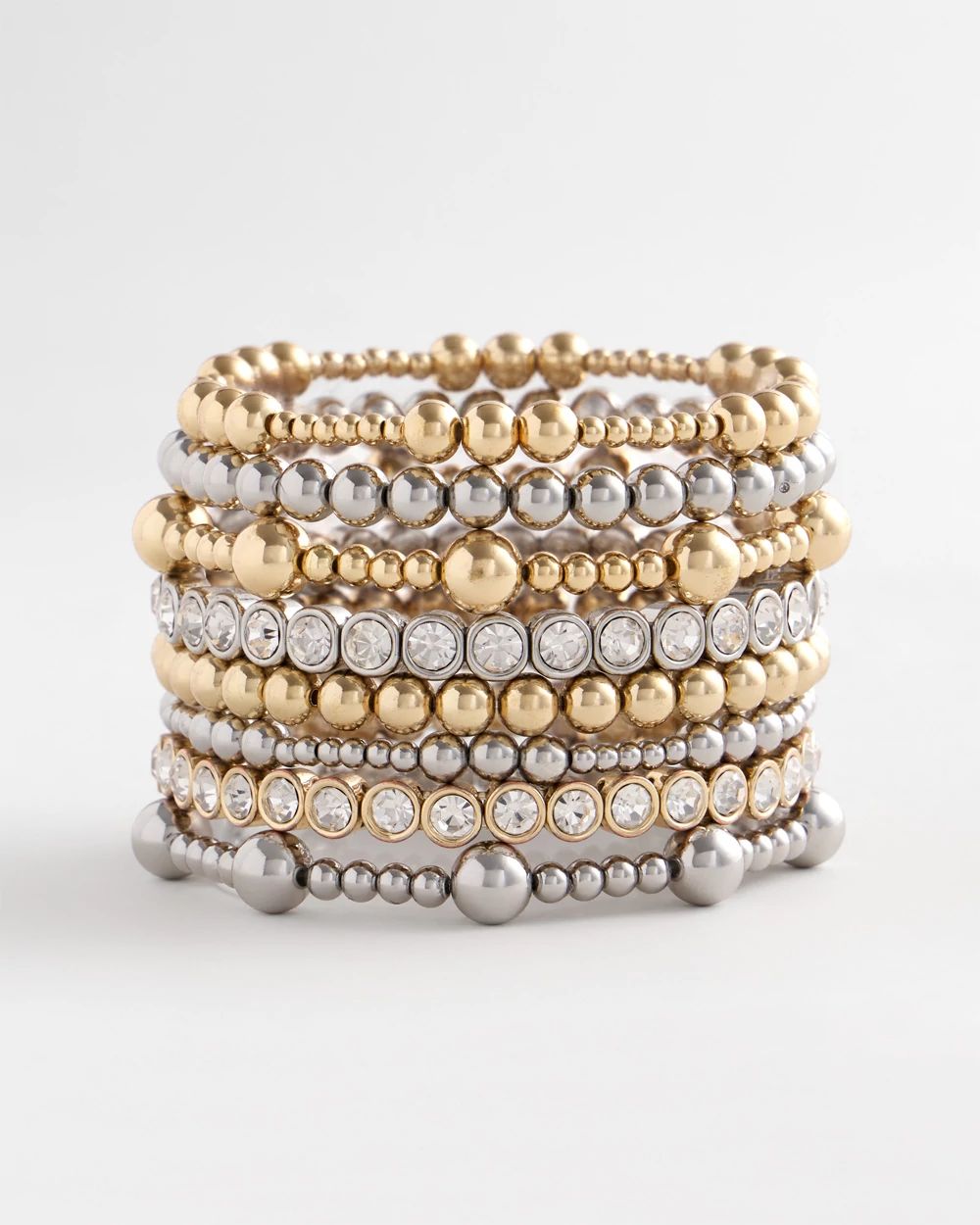 Gold-tone Medium Bead Stretch Bracelet click to view larger image.