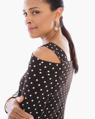 Polka Dot Cold Shoulder Top