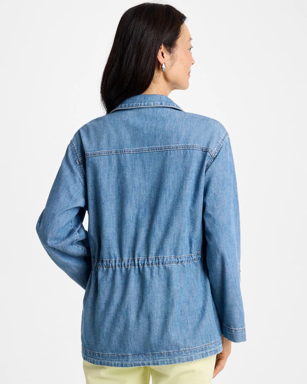 Denim Cinch Waist Jacket click to view larger image.