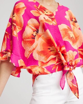 Ecovero™ Tie-Front Frill Sleeve Blouse click to view larger image.