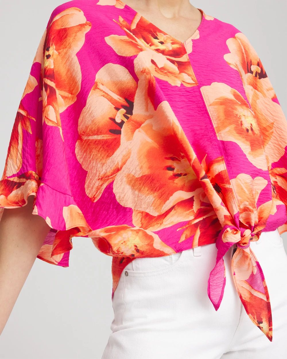 Ecovero™ Tie-Front Frill Sleeve Blouse