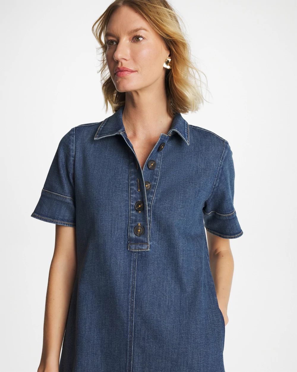 Button Front Denim Dress