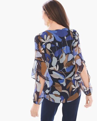 Floral Flutter-Sleeve Top