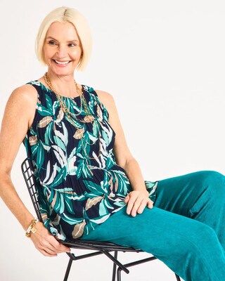 Travelers™ Palm Pleated Chiffon Tank