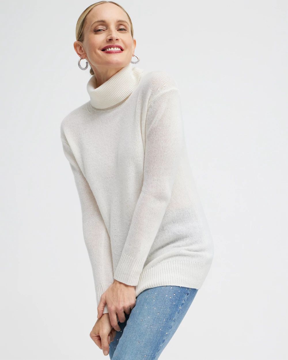 Cashmere Turtleneck Tunic Sweater