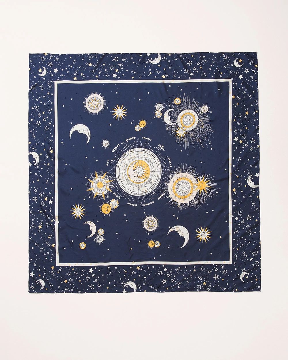 Zodiac-Print Silk Square Scarf
