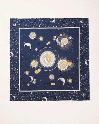 Zodiac-Print Silk Square Scarf