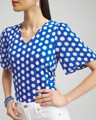 Dots Gauze Flutter Sleeve Top click to view larger image.