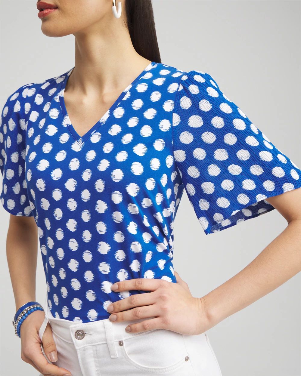 Dots Gauze Flutter Sleeve Top