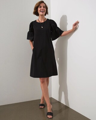 Knit-Woven Mix Tiered Sleeve Dress