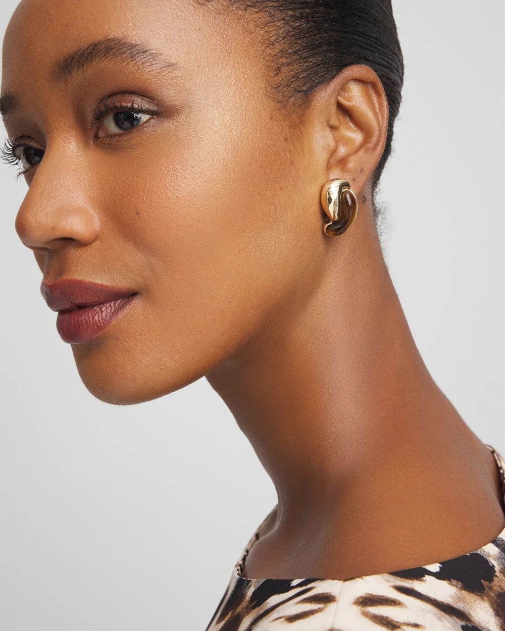Tortoise Marble Clip-On Earrings click to view larger image.