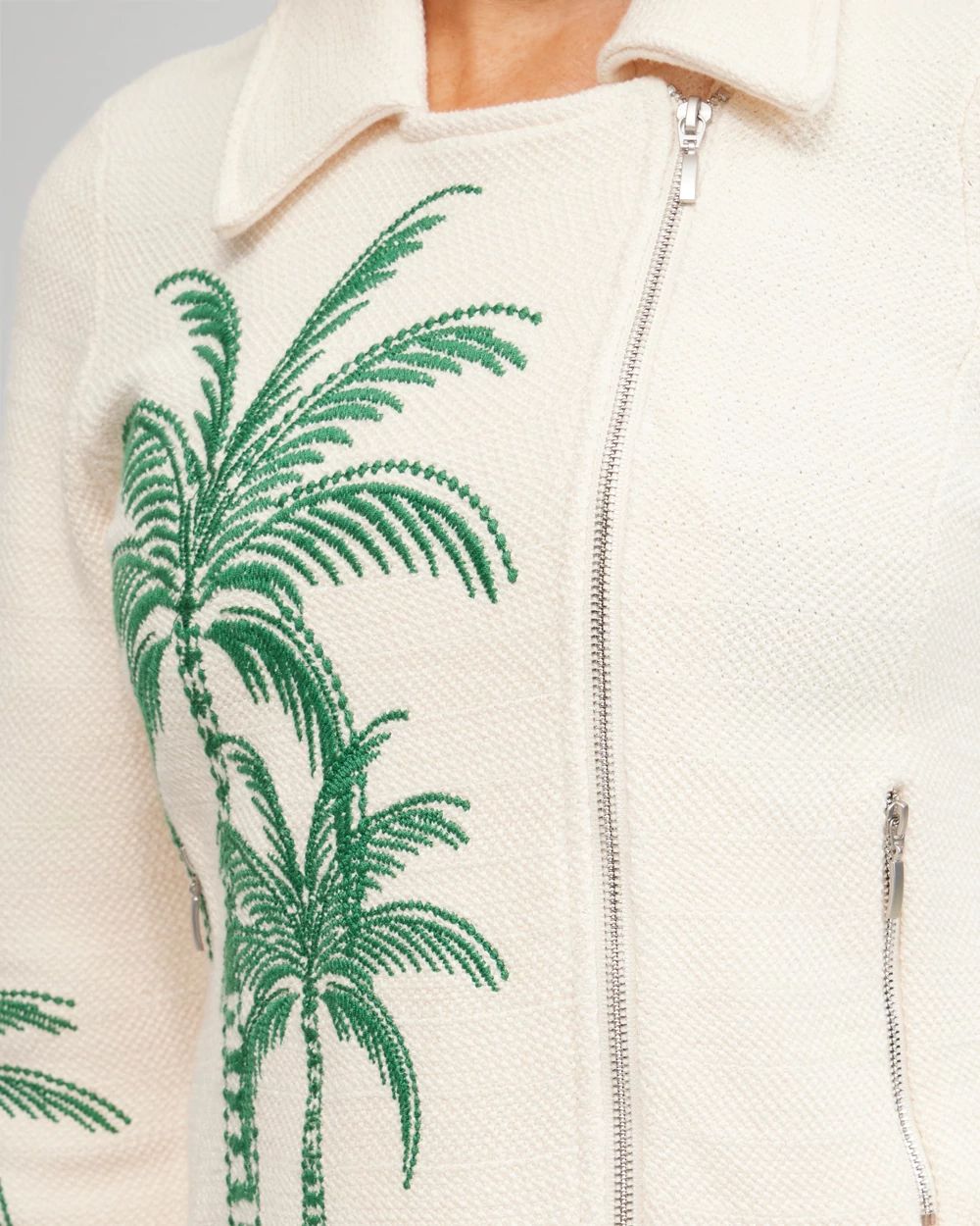 Embroidered Palms Moto Jacket