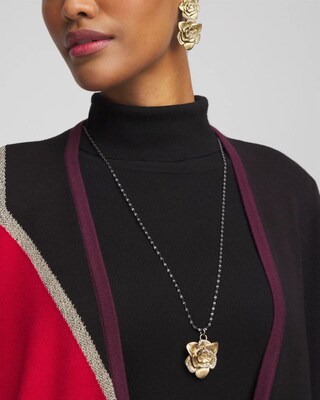 Gold Tone Flower Pendant Necklace