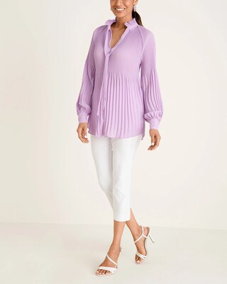 Pleated Mockneck Blouse
