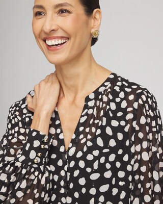 Metallic Clip Dot Pintuck Sleeve Blouse click to view larger image.