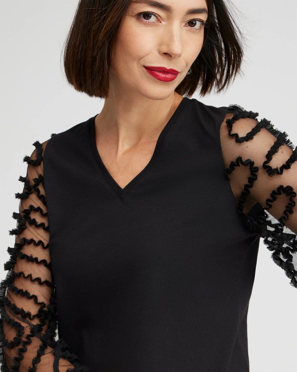 Knit Woven Soutache Sleeve Top