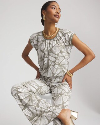 Travelers™ Abstract Leaf Print Knit Top click to view larger image.