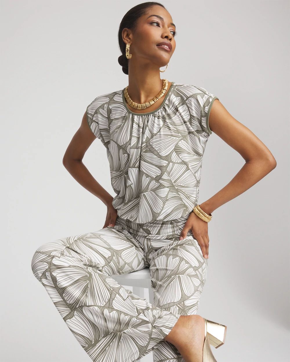 Travelers™ abstract leaf print Knit Top